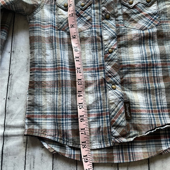 Wrangler retro boys plaid snap long sleeve western shirt - Picture 14 of 14